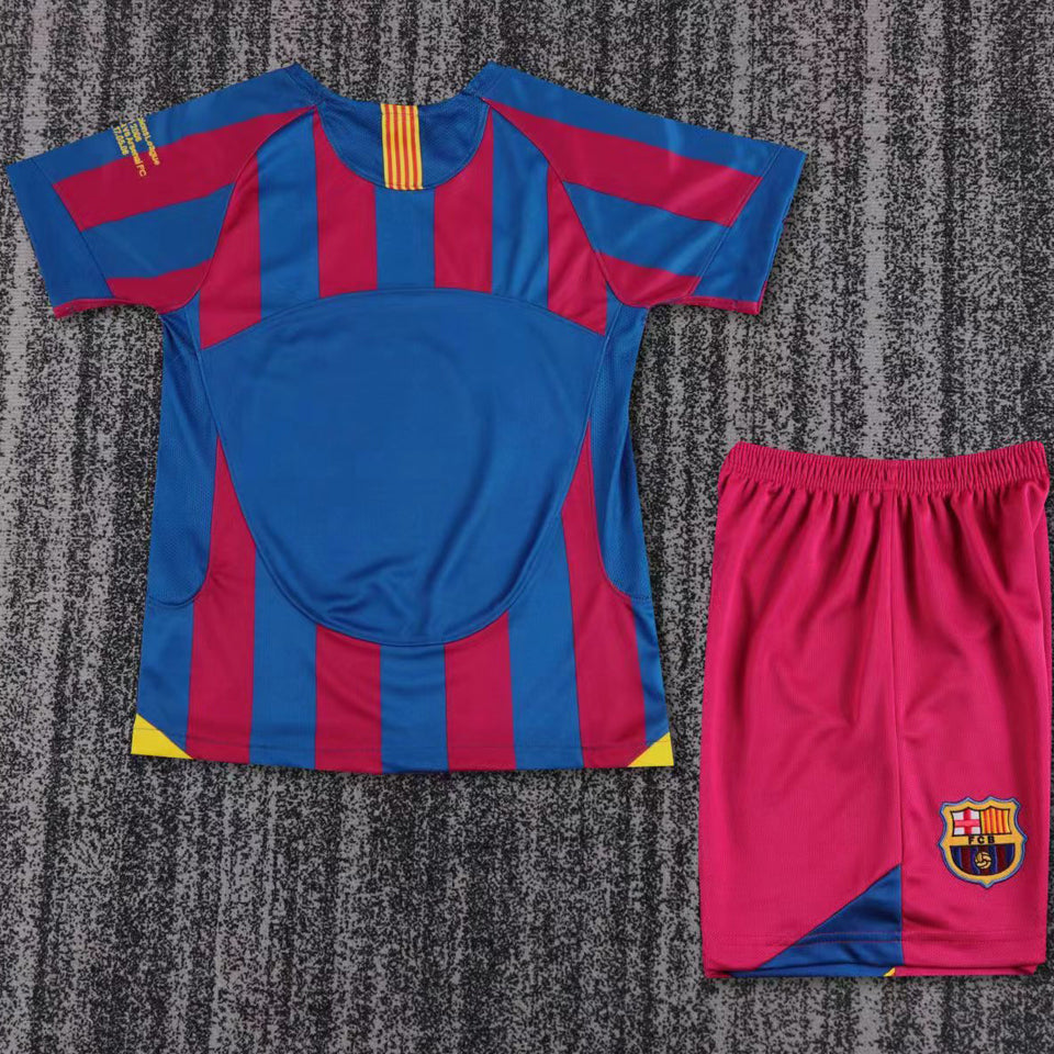 2005/06 Barcelona Home Short Sleeve Retro Kids Jersey