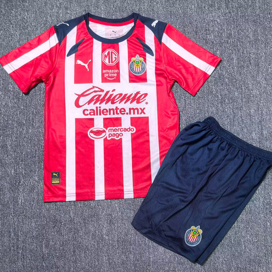 2025/26 Chivas Home Short Sleeve Jersey for Kids