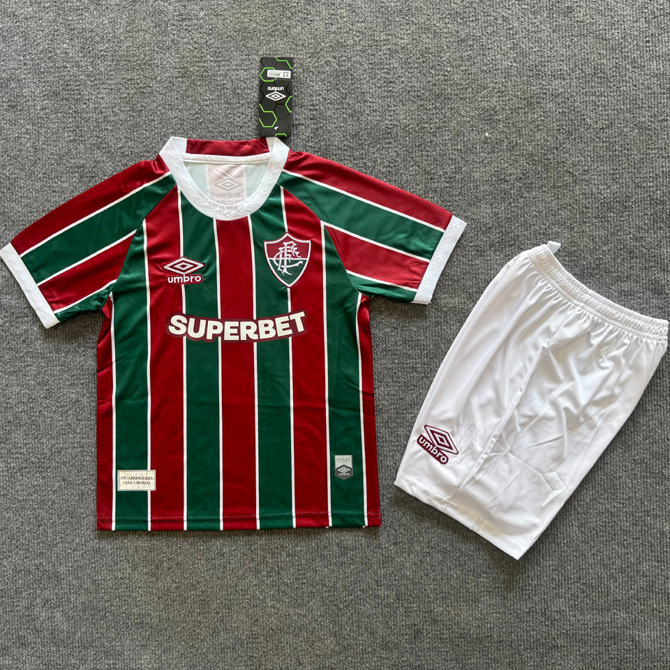 2025/26 Fluminense Home Short Sleeve Jersey for Kids