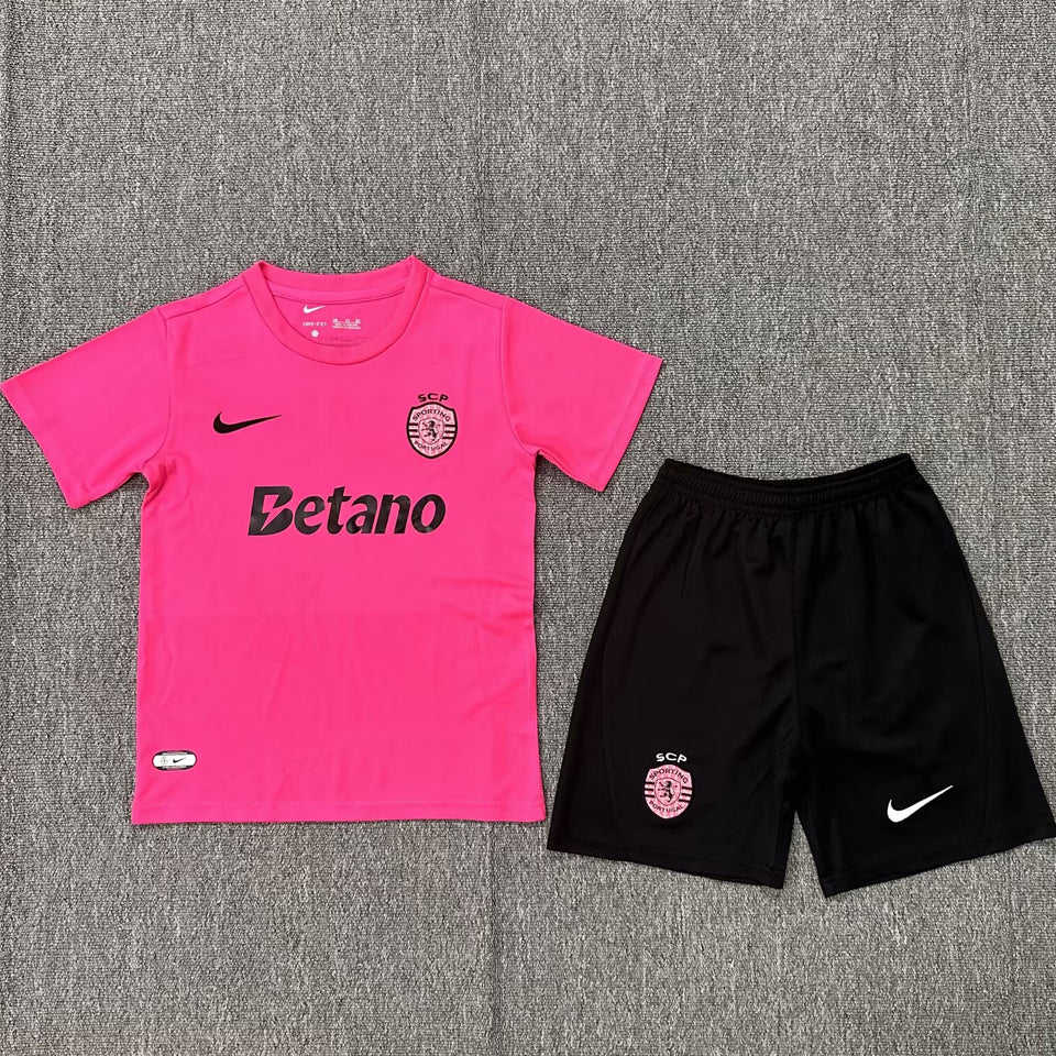 2024/25 Sporting CP Lisbon Pink Special Short-Sleeved Jersey for Kids