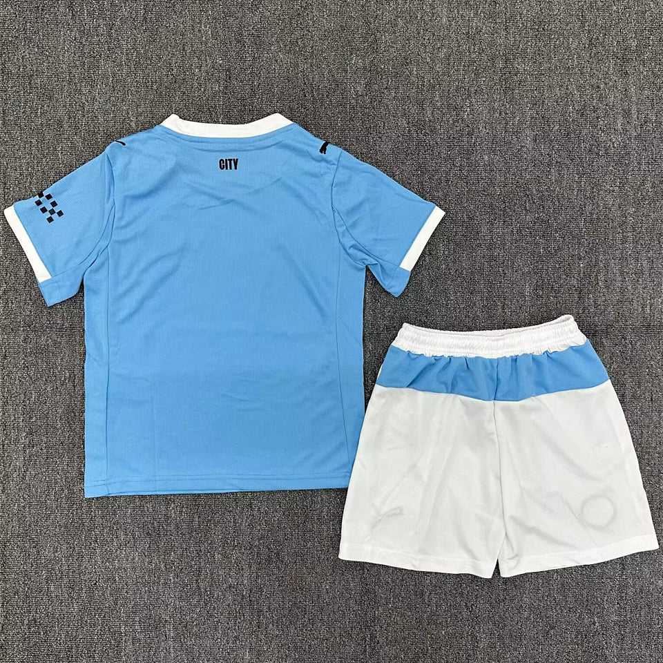 2025/26 Manchester City Home Short Sleeve Kids Jersey