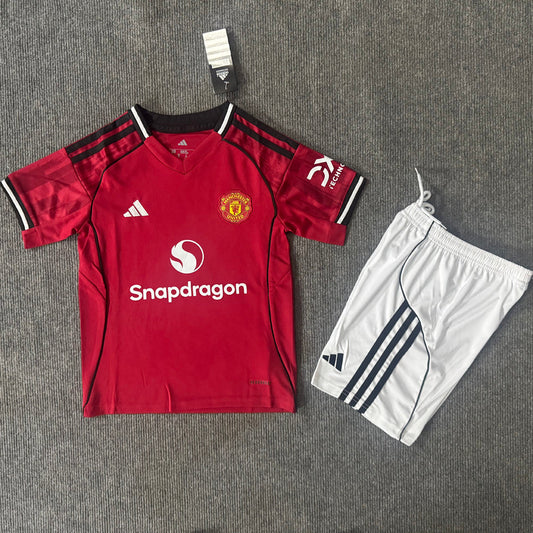 2025/26 Manchester United Home Short Sleeve Kids Jersey