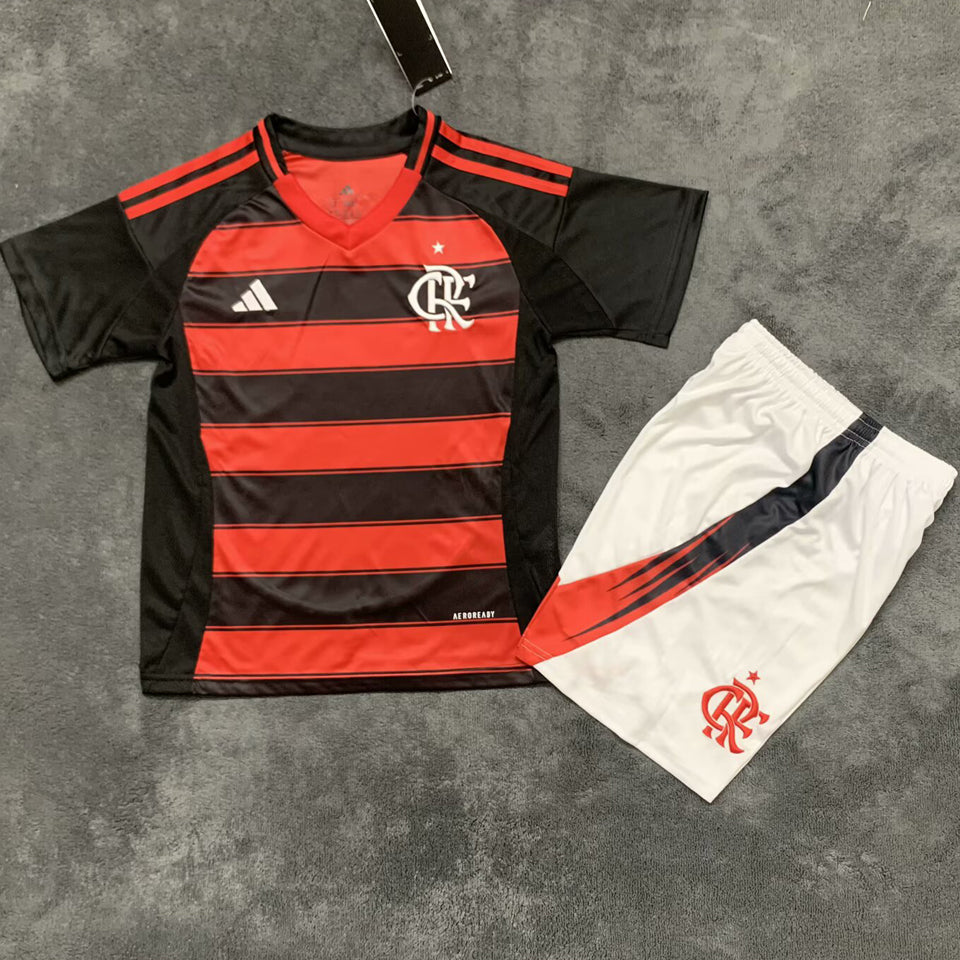 2025/26 Flamengo Home Short Sleeve Jersey for Kids