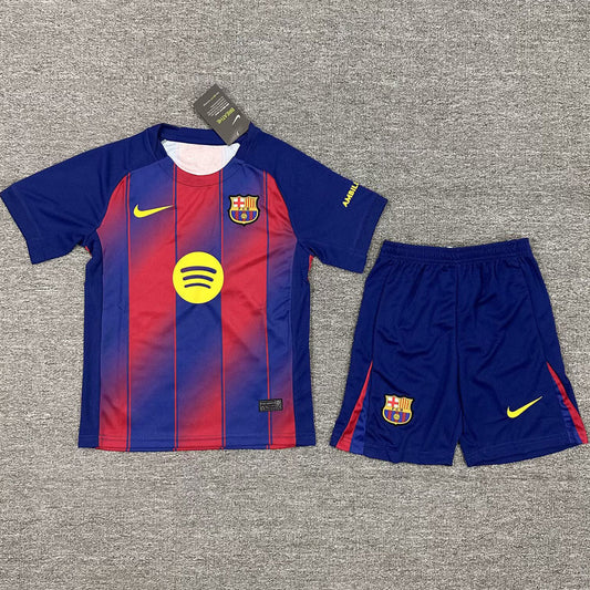2025/26 Barcelona Home Short Sleeve Jersey for Kids