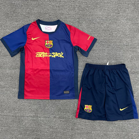 2024/25 Barcelona Home Short Sleeve Jersey for Kids