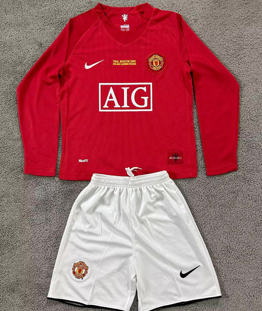 2007/08 Manchester United Home Long Sleeve Retro Kids Jersey
