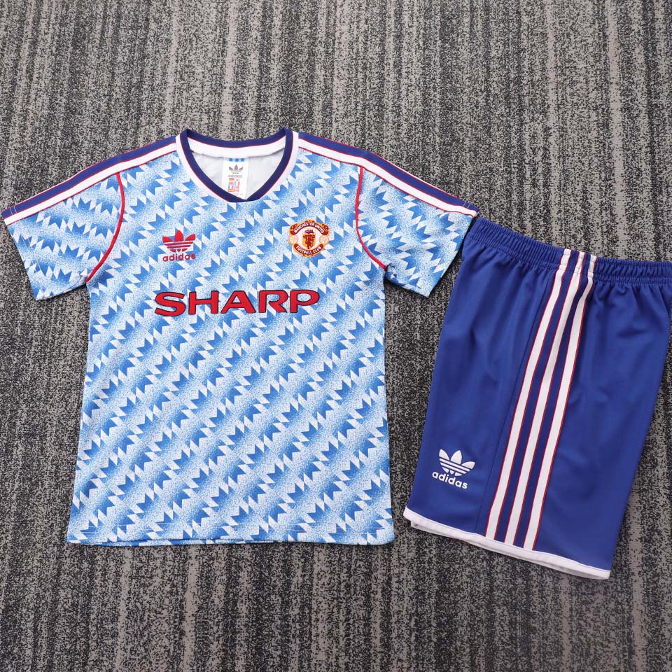 1990/92 Manchester United Away Short Sleeve Retro Kids Jersey