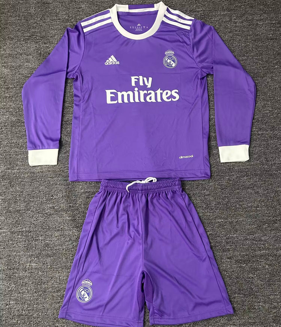 2016/17 Real Madrid Away Long Sleeve Retro Kids Jersey