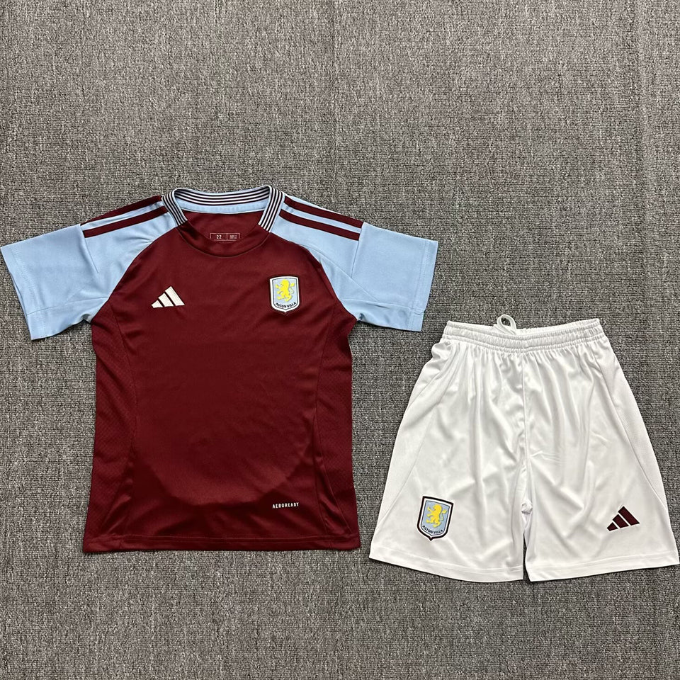2024/25 Aston Villa Home Short Sleeve Kids Jersey