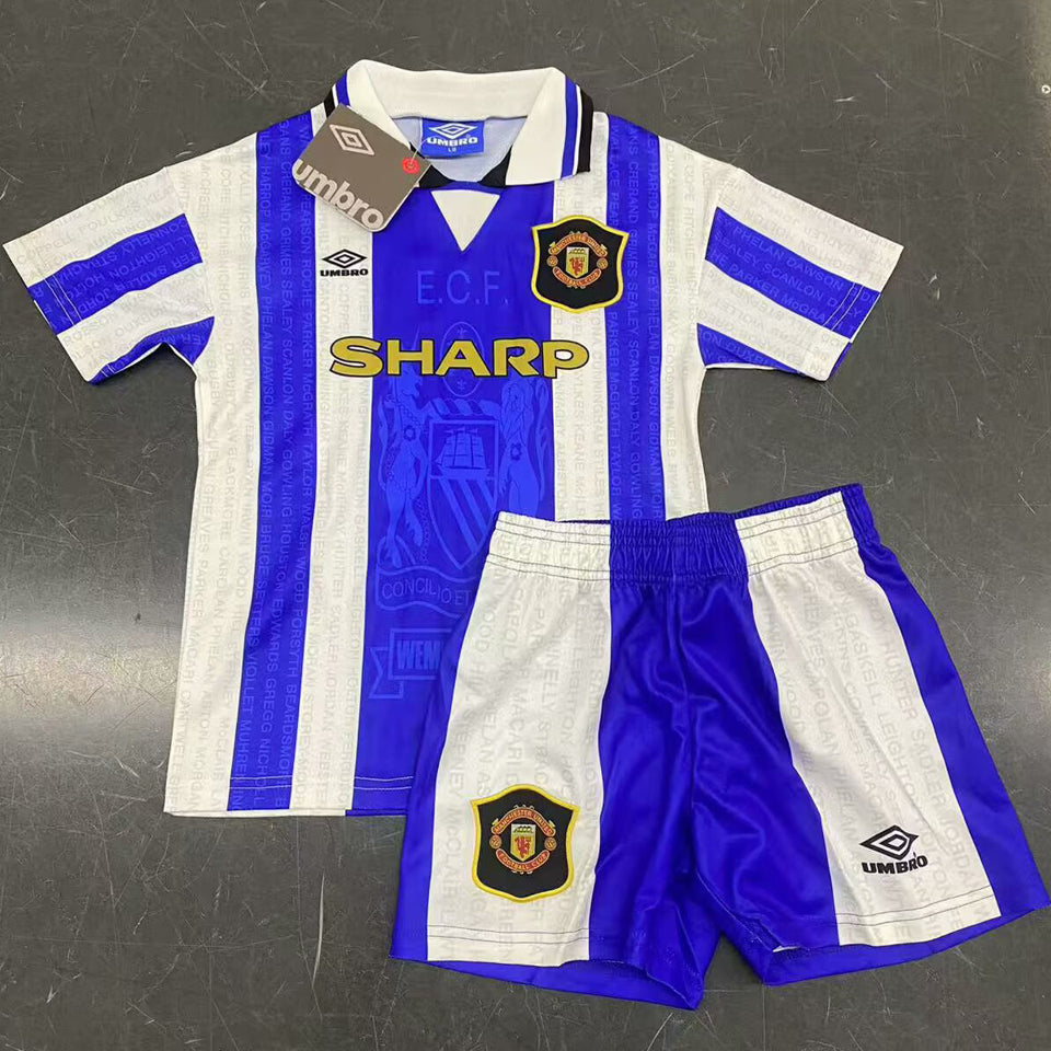 1995/96 Manchester United Third Short Sleeve Retro Kids Jersey