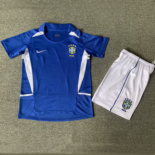 2002 Brazil Away Kids National Team Retro