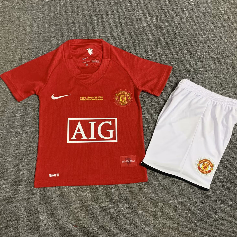 2007/08 Manchester United Home Short Sleeve Retro Kids Jersey