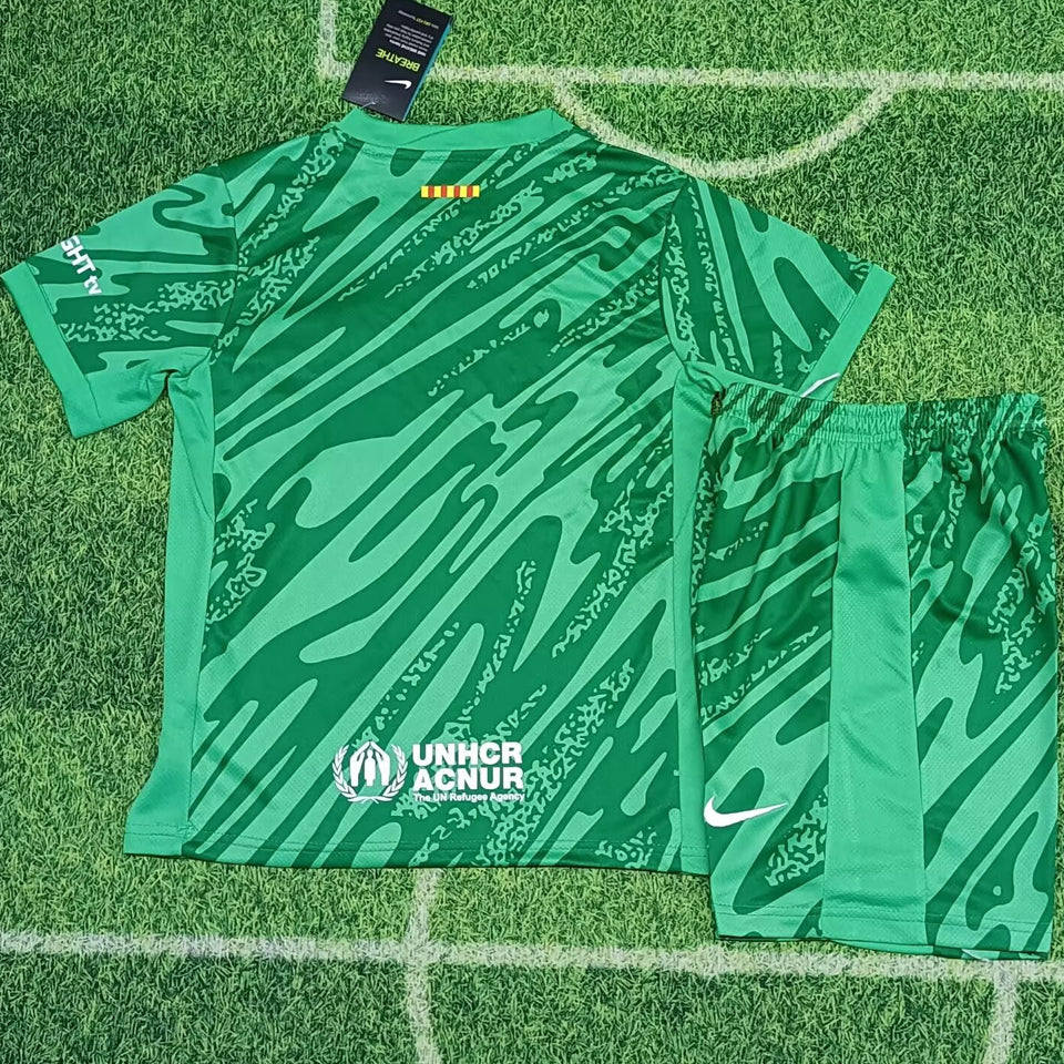 2024/25 Barcelona Goalkeeper Short Sleeve Jersey for Kids