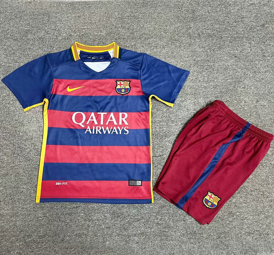 2015/16 Barcelona Home Short Sleeve Retro Kids Jersey